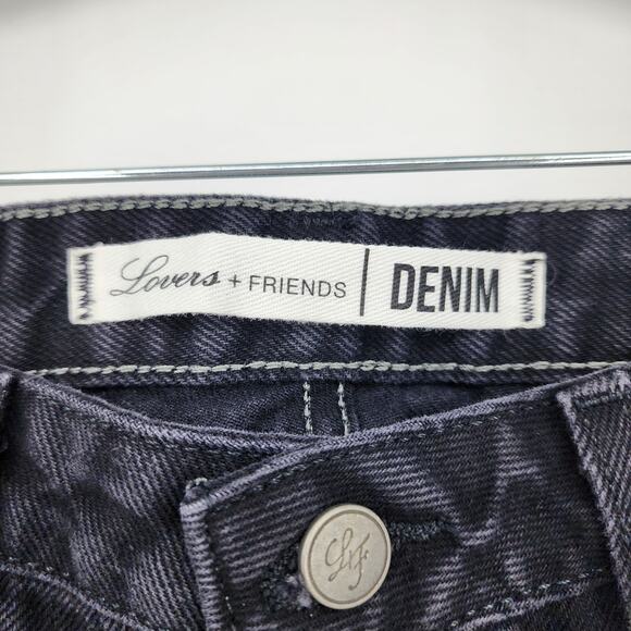 Lovers + Friends Black Wash High Rise Straight Leg Raw Hem Jeans Size 26 - Picture 2 of 4